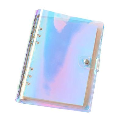 China Transparent Holographic Boundary A6 Notebook Planner Binder Cover With Binder Clip for sale