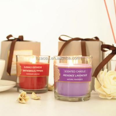 China Scented Clear Glass Jar Candle With Sticker for sale