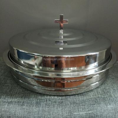 China Durable Stackable Communion Tray with Cover - Stainless Steel Silver Finish for sale