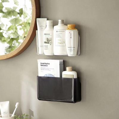 China Modern multi purpose wall mounted storage box traceless wall sticking bedside living room kitchen bathroom storage box for sale