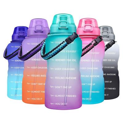 China Large 1 Gallon Sustainable Motivational Leakproof Water Bottle with Straw and Time Marker for Outdoor Fitness Sports for sale