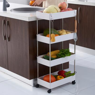 China Plastic Stocked Organizer Storage Box 4 Tier Kitchen Storage Rack for sale