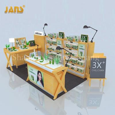 China High End Mall Store Showcase Wooden Counter Mall Cosmetic Makeup Kiosk Furniture for sale