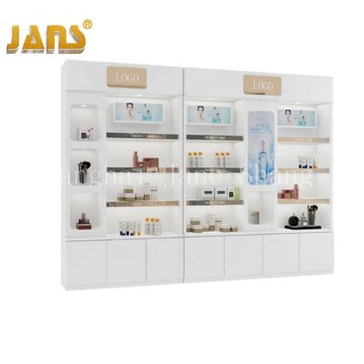 China E1 MDF Customized Cosmetic Store Skin Care Shop Display Cabinet Makeup Display Cabinet Racks for sale