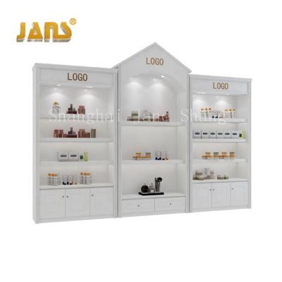 China Factory Manufacture E1 MDF Wooden Cosmetics Showcases Cabinet Makeup Racks Display for sale