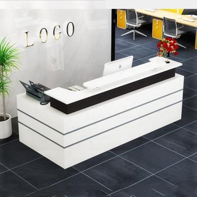 China Customized Convertible Front Office Desk Furniture Cheap White Wood Modern Reception Counter Counter for sale