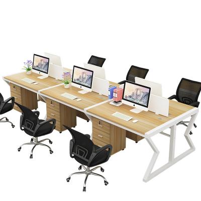 China Solid Wood Four Person Computer Desk 2/4/6 Persons Office Shop Staff Office Table Wood Desk for sale