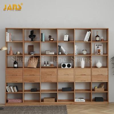 China High End Display+storage Customization Wooden Shelves Oak Cherry Walnut Solid Wood Shelf Bookcases for sale