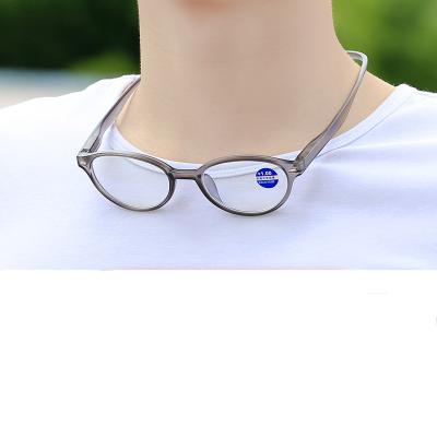 China New Design Glass Temple Long Reading Glasses Fashion Blow Neck Plastic Reading Glasses for sale