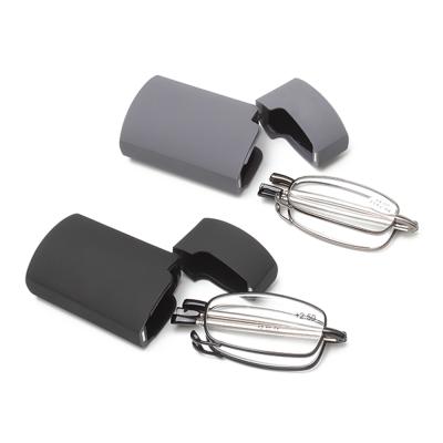 China Easy Reading Glasses Wear Black Retractable Mini Folding Reading Glasses for sale