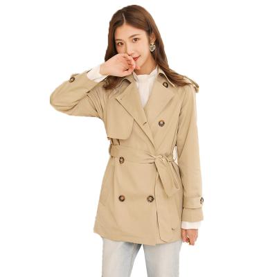 China Long waterproof khaki ditch coat 2021 autumn New England style cross thin ditch coat women for sale