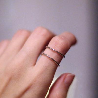 China Environmental Friendly 2 Layer Ring Women Jewelry Open Ring Simple Designs Gold Plated Stainless Steel Open Rings for sale