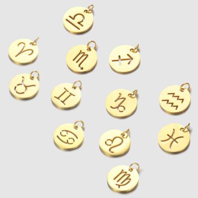 China 12 Constellations Environmentally Friendly 316l Stainless Steel Women Gold Zodiac Sign Charm Tasty Jewelry Accessories for sale