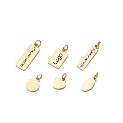 China Environmental Friendly Customize Brand Logo Jewelry Tags Stainless Steel Pendant Necklace Bracelets Charms Logo Tags For Jewelry for sale