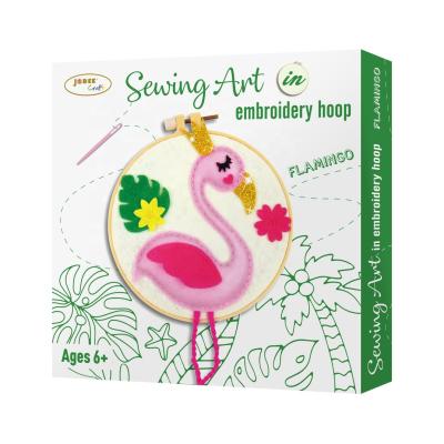 China Craft Global Promotional Flamingo Kids Sewing Art in Embroidery Hoop (Small) for sale