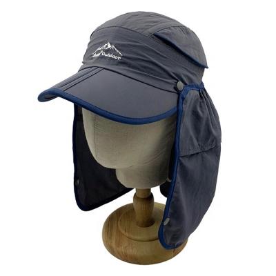 China Custom Hot Detachable Peak Logo Waterproof Anti-UV Polyester Sale Hat Outdoor Fishing Hat With Neck Shade Sun Hat Jungle Waterproof Hat for sale