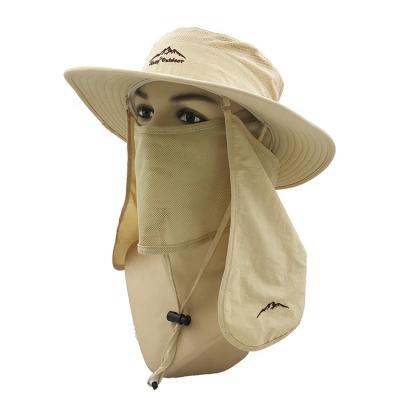 China Foldable Sunproof Portable Image Polyester Pure Color Outdoor Quick Dry Fisherman Hat Bucket Hat With Neck Shade for sale