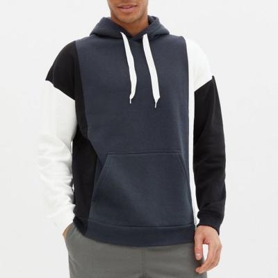 China Anti-wrinkle huili factory OEM color block design hoodies custom high quality men's regular pullover cotton hoodie for sale