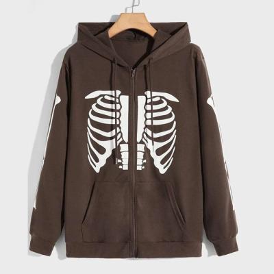 China Anti-wrinkle manufacturers moq OEM low zip up custom graphic hoodie print sublimation skeleton hoodies for sale