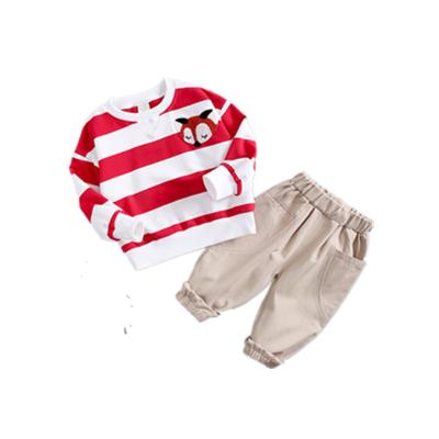 China Boys Casual Spring and Autumn Clothing Suit 2020 New Casual Children's Striped Sweater Two-piece Set for sale