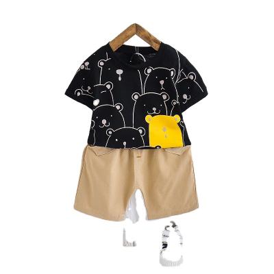 China Summer children's clothing casual children's round neck pullover T-shirt suit 0-4 years old new boys short sleeve two-piece suit for sale