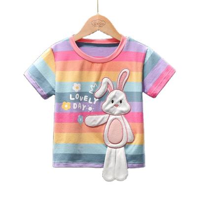 China Children's Summer Breathable Breathable Shorts Sleeve 2021 Korean Round Neck T-shirt Style Kids Cartoon Top Bottoming Shirt for sale