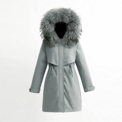 China Keep Warm Keep Warm Long Jacket With Hood 2021 New Winter Women Coat Warm Fleece Outerwear Fur Collar Down Jacket Stripper Jacket for sale