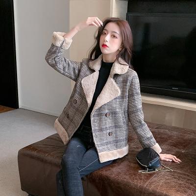 China Keep Warm Keep Autumn Winter Fashion Thick Plaid Korean Loose Jacket Ladies Faux Lambswool Coat Women Warm Short Jacket Coat Fleece New for sale