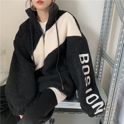 China Keep Warm Keep Warm EasyGarment 2021 Fashion Fleece Winter Thick Oversized Loose Jacket Coat Female Zipper Up Turtle Neck Sweater Jacket for sale