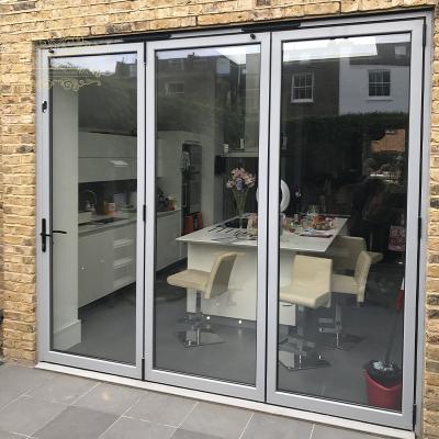 China Manufacturer New Design Aluminum Accordion Glass Flashing Folding Glass Doors Waterproof For Exterior for sale