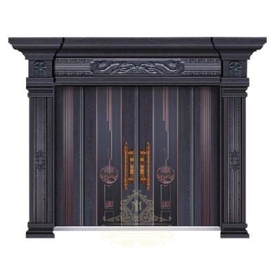 China Top quality anti-theft cheap luxury royal design metal steel security entrance exterior double doors with crown for sale