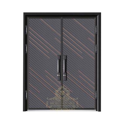 China Theft proof premium bulletproof luxury design luxury exterior cast aluminum bulletproof security metal double door for villa for sale