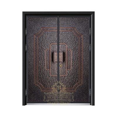 China Modern Luxury Design Top Level Bullet Proof Exterior Cast Aluminum Bullet Proof Double Steel Security Doors For Villa for sale