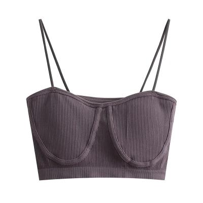 China Seamless Seamless Sports Underwear Yoga Wear 2022 New Design Women Crop Top Type Bralette Backless Camisole U Top for sale