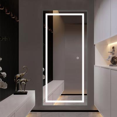 China LED lighted large wall mirror full length modern frameless intelligent led dressing room front exterior mirrors for sale