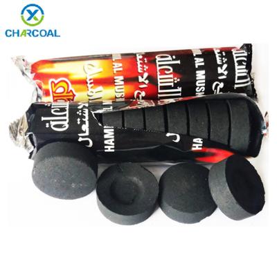 China Hookah/Incense Smokeless&Odorless burn more than 45min round black charcoal for Hookah/Incense for sale