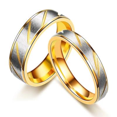 China Couples Rings CLASSIC Minimalist Gold Textured Wedding Ring For Women Men Promise Engagement Rings for sale