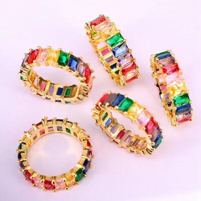 China CLASSIC Trendy Gold Plated Zircon Circle Rings Colorful Zircon Rings Women Rings for sale