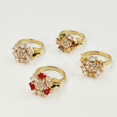 China Hot Selling Mingxi Rotating Jewelry Fun Rotating Colorful Stone CZ Flower Ring Luxury for sale