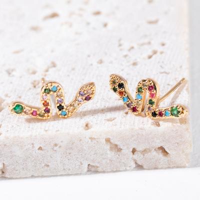 China Mingxi CLASSIC Jewelry 2022 Pop Statement Gold Plated Zircons Nake Earrings Studs for sale