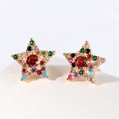 China Mingxi Jewelry CLASSIC Best Selling Simple Zirconia Star Stud Earrings Brass Gold Plated for sale