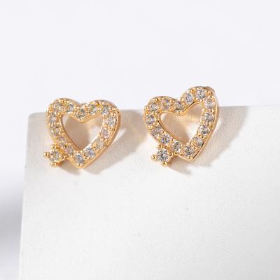 China Mingxi CZ Zircon Cute Love Stud Earrings Simple Design Jewelry Women Girls CLASSIC Jewelry Small Small for sale