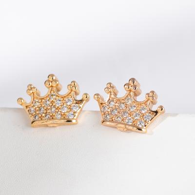 China Mingxi CLASSIC Jewelry Best Selling Cute Mini Earrings 18K Gold Plated Zircon Ladies Crown Stud Earrings Jewelry for sale