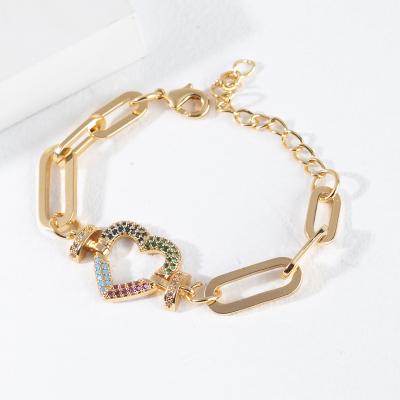 China Mingxi FASHIONABLE Jewelry Bracelet 18K Color Zircon Heart Women Special Light Chain Bracelets for sale