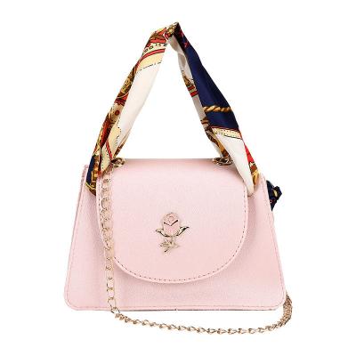 China Korean Lady Foreign Trade Silk Scarf Handbag 2021 Fashion Mobile Phone Bag Rose Shoulder Mini Bag for sale