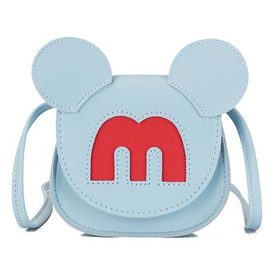 China Custom Available Your Logo or Design 2021 Blue Cartoon M Coin PU Leather Kids Shoulder Bag Cross - Body Small Mini Little Girls Kids Purses Cute for sale