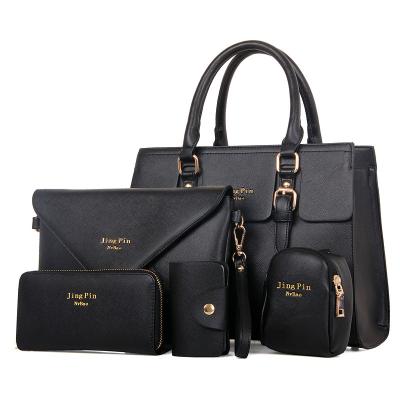 China Fashion Wholesale 2021 Cheap 5 Pieces Set PU Leather Key Case Cartera Tote Bag Handbag Hand Bags With Custom Logo for sale