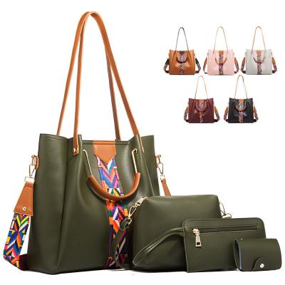 China 2021 High Quality New Fashion Cheap Price Lady Handbag Women Bag Sets PU Handbags 4 Pcs In 1 Set for sale