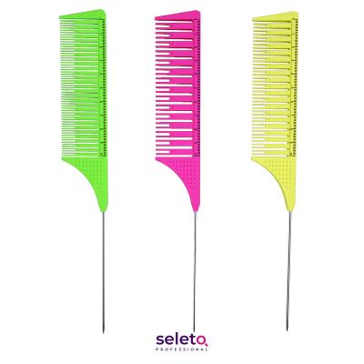 China Professional High Temperature Anti-Static Dye Comb Hair Cutting Comb Hair Cutting Tip Tail Comb Waterproof Steel Salon Comb Hair Styling Tools for sale