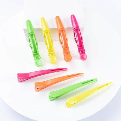 China Barber Shop Beauty Care Professional Plastic Crocodile Alligator Neon Hairdressing Sectioning Section Hair Clips for sale